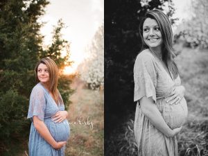 Maternity session in field with white flowers northwest arkansas pregnancy photographer Bentonville Rogers Fayetteville AR - Erica Kirby Photography