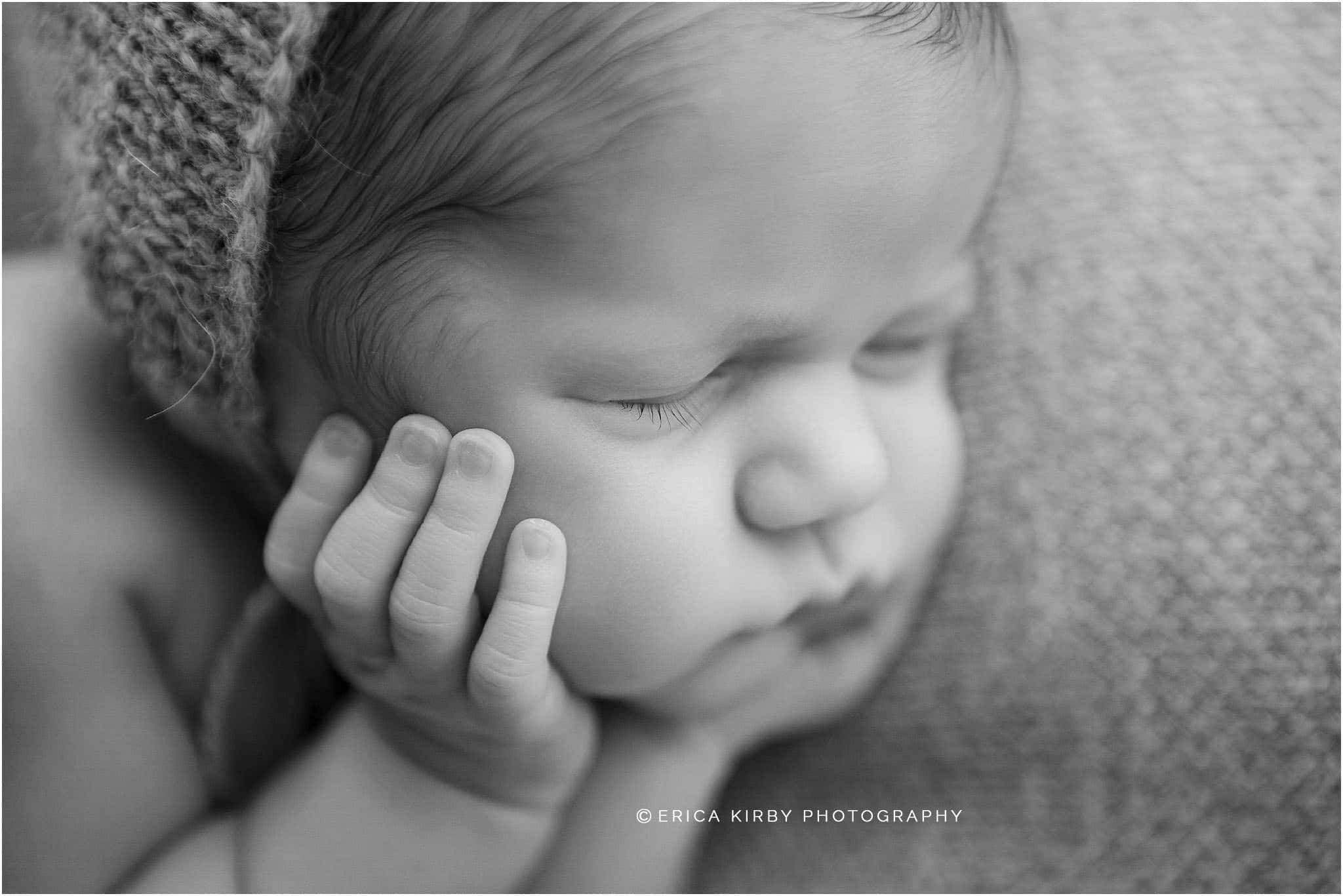 Newborn Photography Bentonville Arkansas | Baby boy newborn session in Bentonville AR gray and browns neutral | Erica Kirby Photograpy