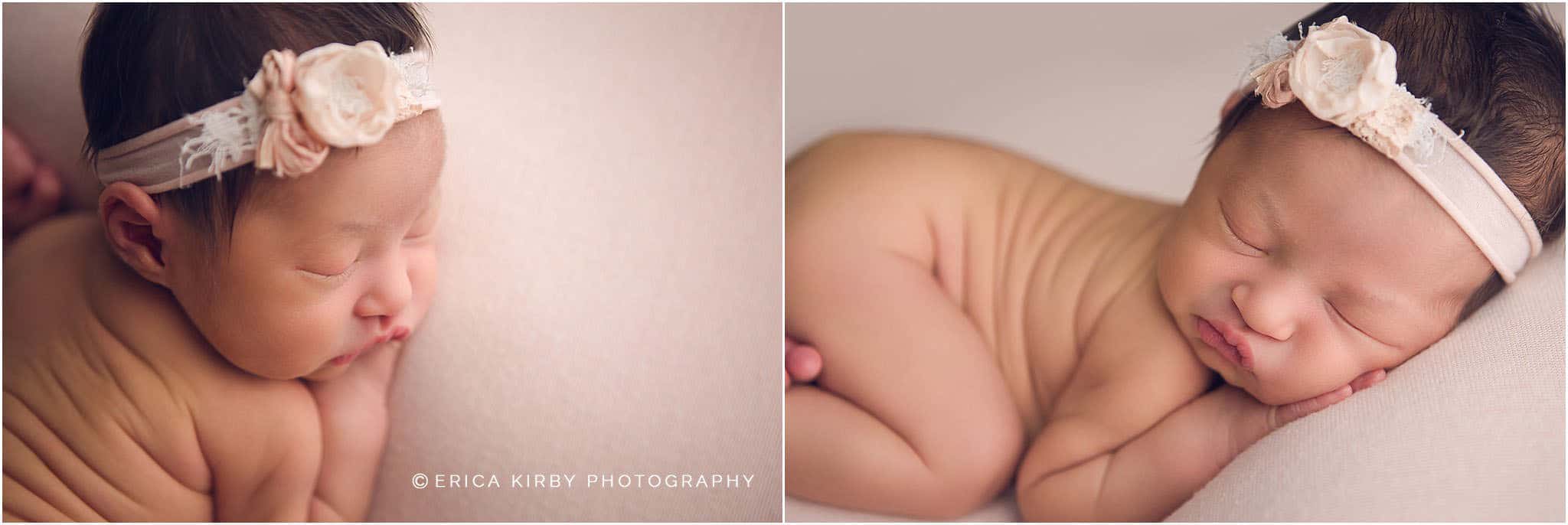 NWA Newborn Photographers | Baby girl newborn session in Rogers AR with soft pinks and florals | Erica Kirby Photography