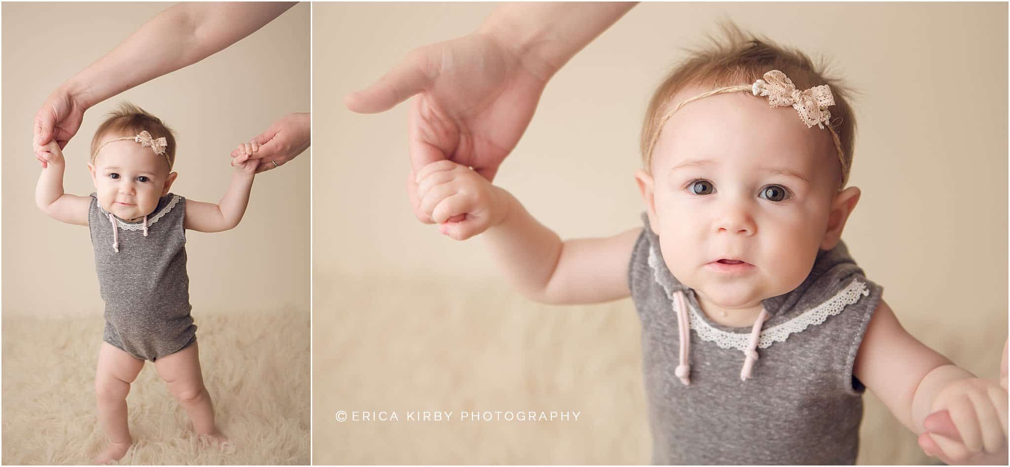 Northwest AR Baby Photography 9 Month old baby girl milestone session in Bentonville AR photography studio with creams and purples | Erica Kirby Photography - NWA Baby Photographer