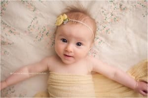 4 Month old baby milestone session with lavender styling and tulips in Bentonville AR | NWA baby photographer Erica Kirby Photography