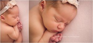 Baby girl newborn session with blush peach and pink styling in Bentonville Arkansas | NWA Newborn Photographer