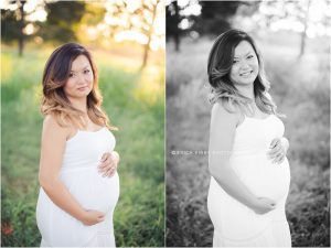 Bright and Airy Maternity Session in Grassy field in Bentonville Northwest Arkansas by Erica Kirby Photography