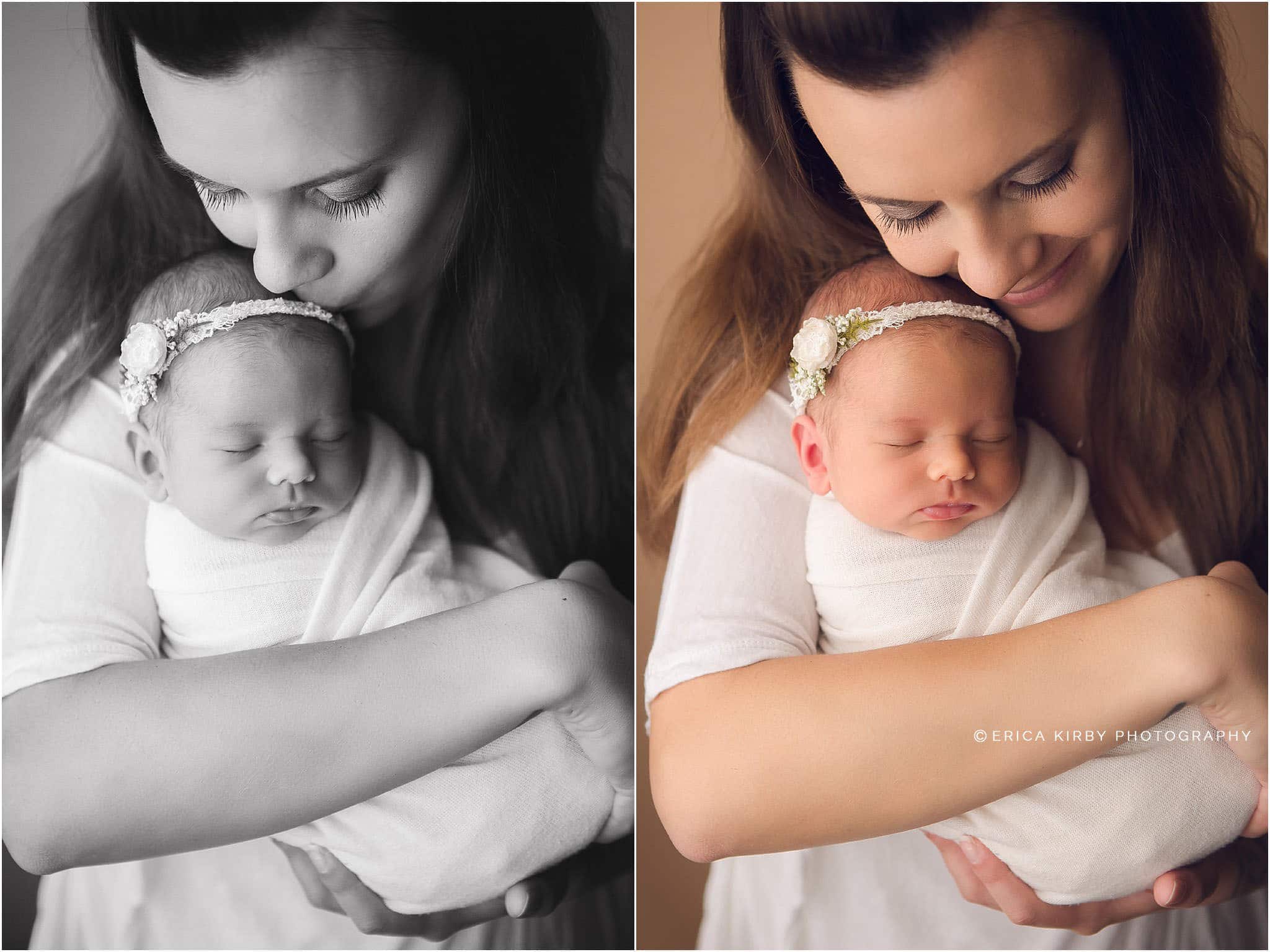 Newborn Photography Bentonville AR | Newborn Baby girl photography session in NWA  with soft colors and floral accents | Erica Kirby Photography
