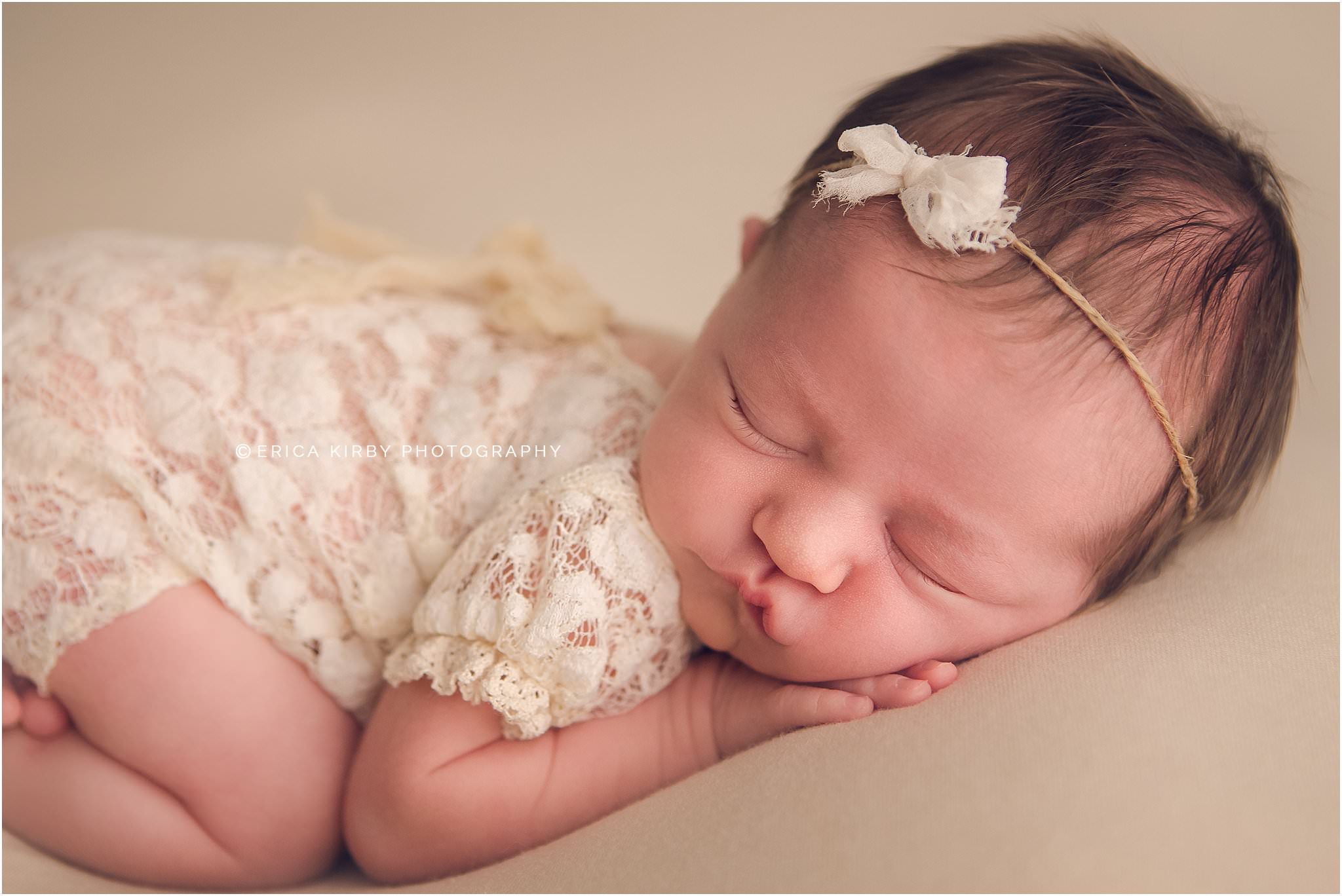 NWA Newborn Photographers | Newborn baby girl photo session in Erica Kirby Photography Bentonville studio | Rogers Fayetteville Arkansas