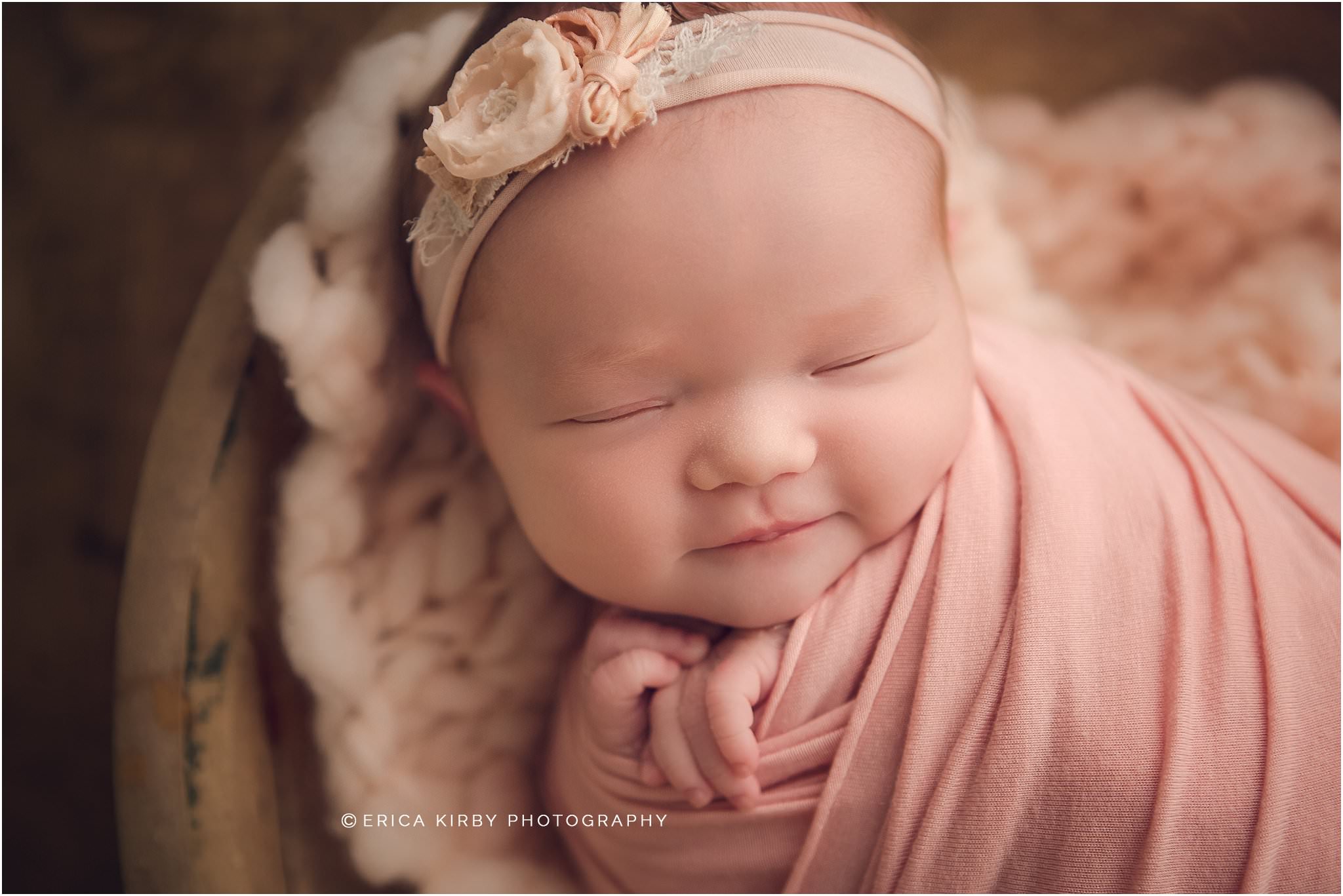Studio Newborn Photography Bentonville AR - baby girl newborn baby session soft and simple - Erica Kirby Photography