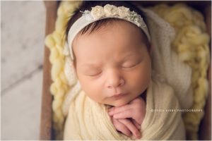 Newborn Photography in Bentonville AR - baby girl newborn session with soft colors classic posing in studio - erica kirby photography