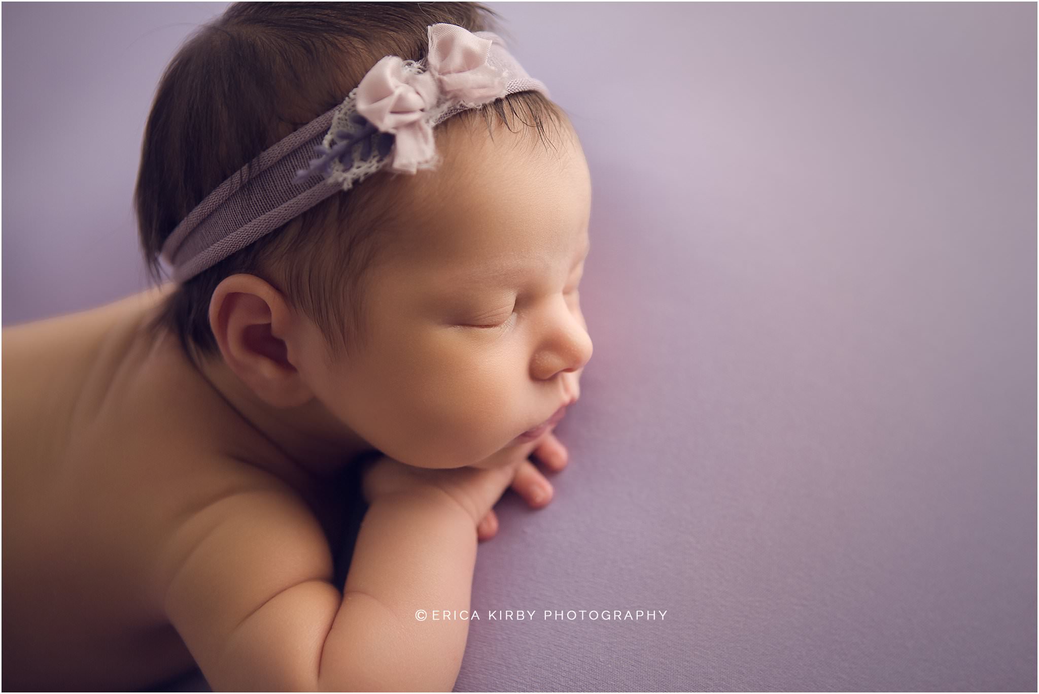 Studio Newborn Session Northwest Arkansas - baby girl newborn session with soft colors classic posing in studio - erica kirby photography