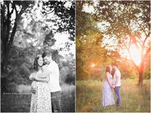 Northwest AR Maternity Photography - Bentonville Rogers Fayetteville Arkansas pregnancy photographer - maternity photo session in grassy field at sunset in NWA - Erica Kirby Photography