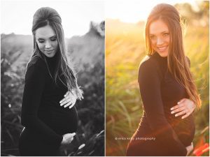 Northwest Arkansas Bentonville Rogers Fayetteville River Valley Maternity Photography session in field - Erica Kirby Photography