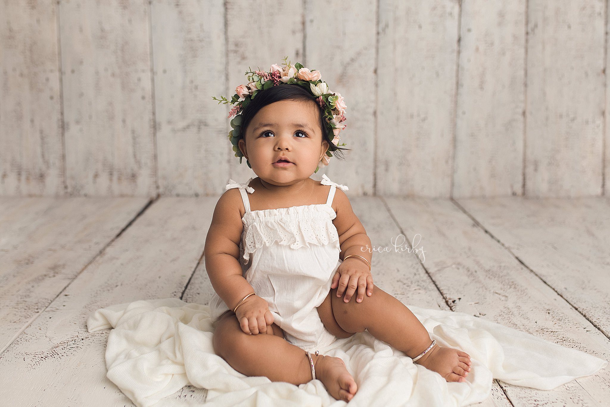 Milestone Baby Photographer NWA - Erica Kirby Photography 6 month old baby girl milestone photo session in studio - bentonville rogers fayetteville fort smith