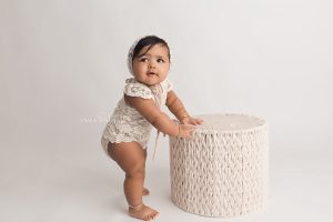 Milestone Baby Photographer NWA - Erica Kirby Photography 6 month old baby girl milestone photo session in studio - bentonville rogers fayetteville fort smith