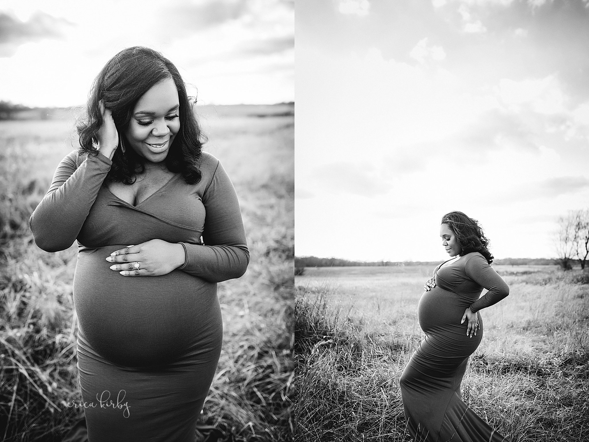 Northwest Arkansas Maternity Photographers - maternity session in nwa field at sunset - erica kirby photography bentonville ar newborn pregnancy photographer
