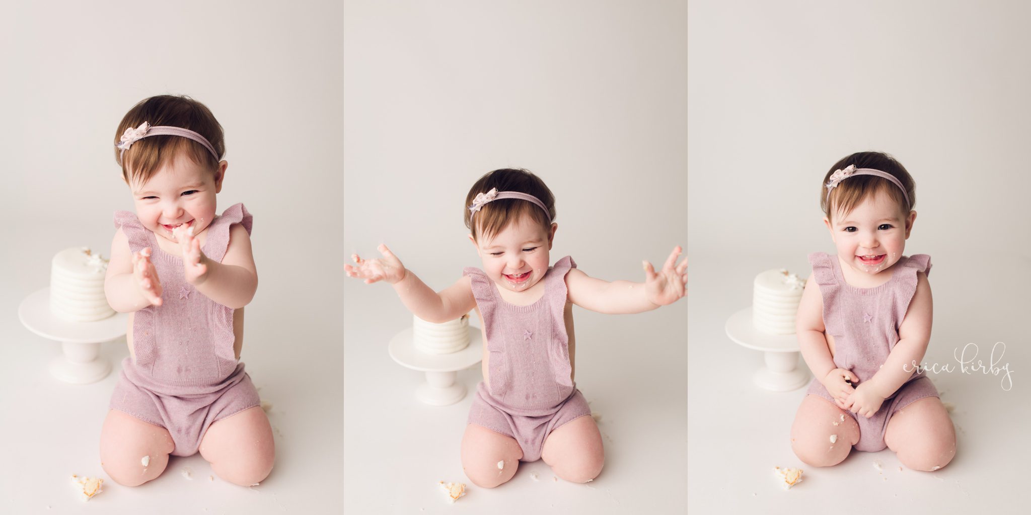 One Year Old Cake Smash Session Bentonville AR - simple first year photo shoot - Erica Kirby Photography NWA
