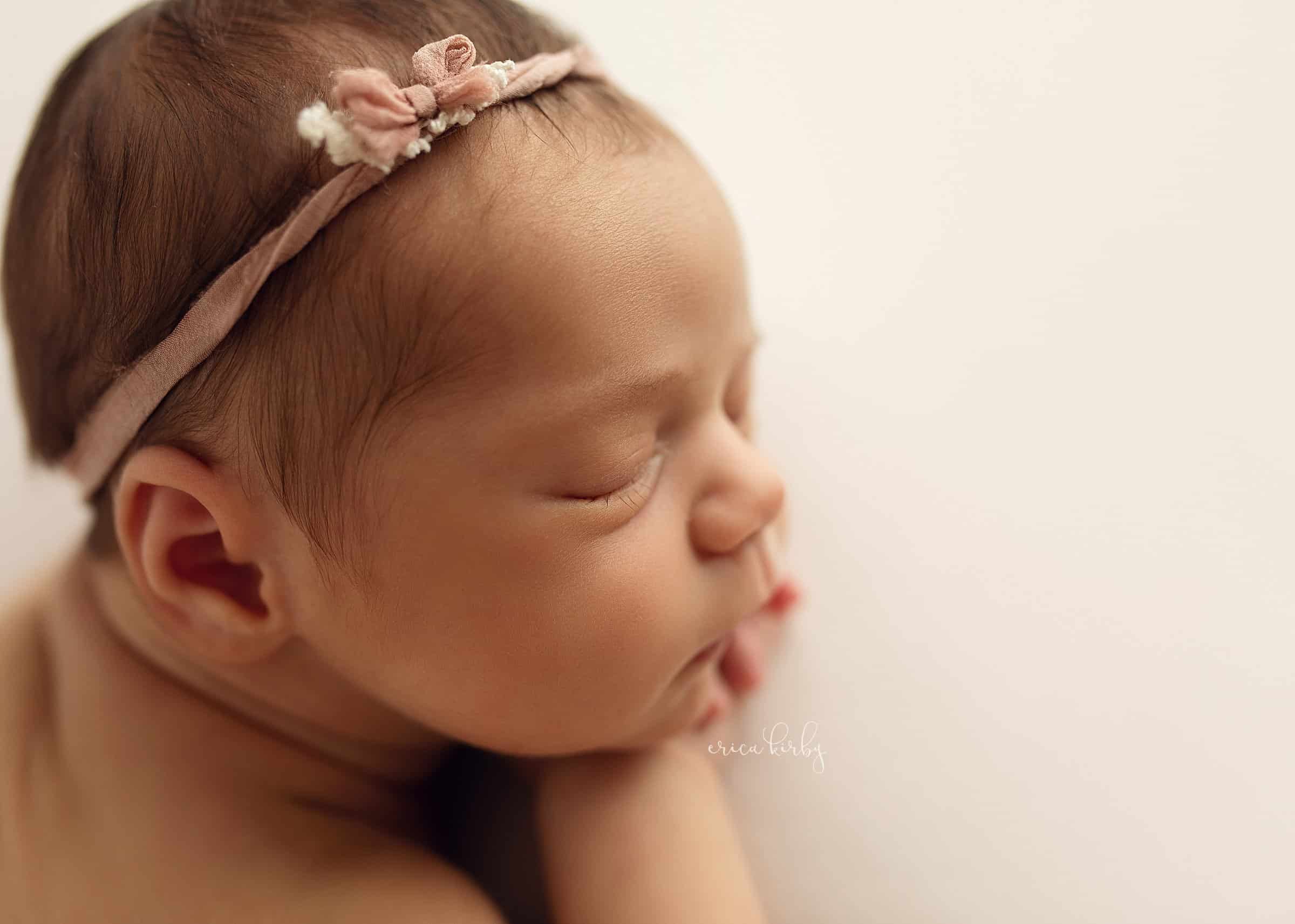 Baby Girl Timeless Posed Petite Newborn Photo Session Bentonville Studio Northwest Arkansas NWA Baby Photographer Erica Kirby Photography